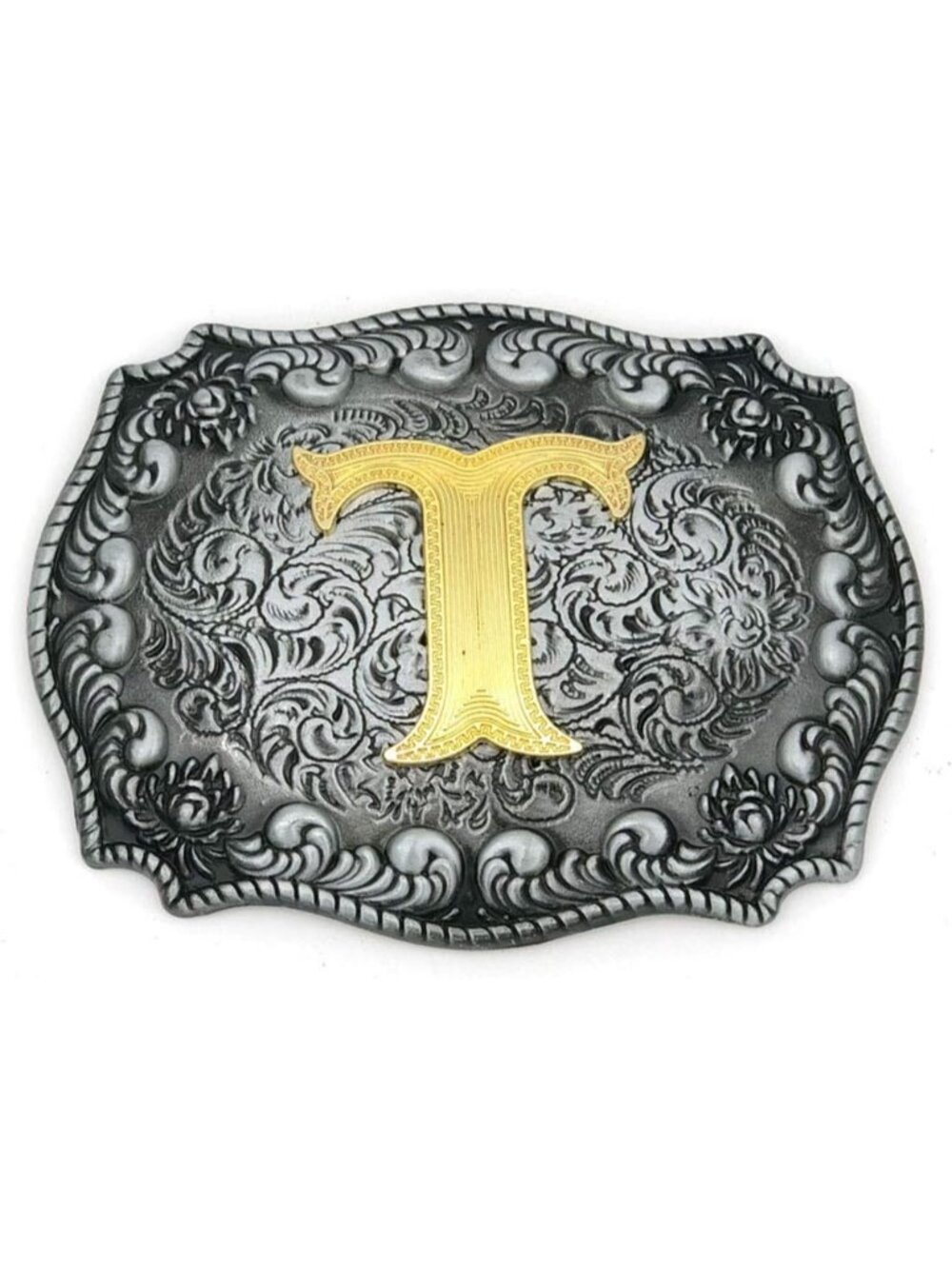 Unisex T Imported Western Silver Large Belt Buckle Initial Letters Rodeo
